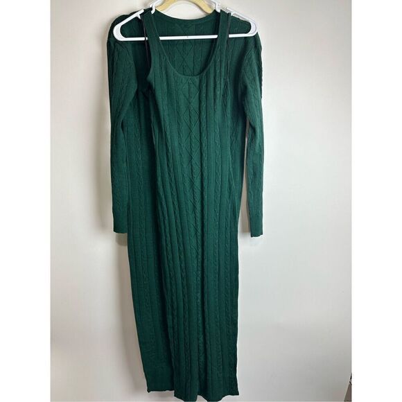 Hunter Green Knit Maxi Sweater Dress - Picture 16 of 16